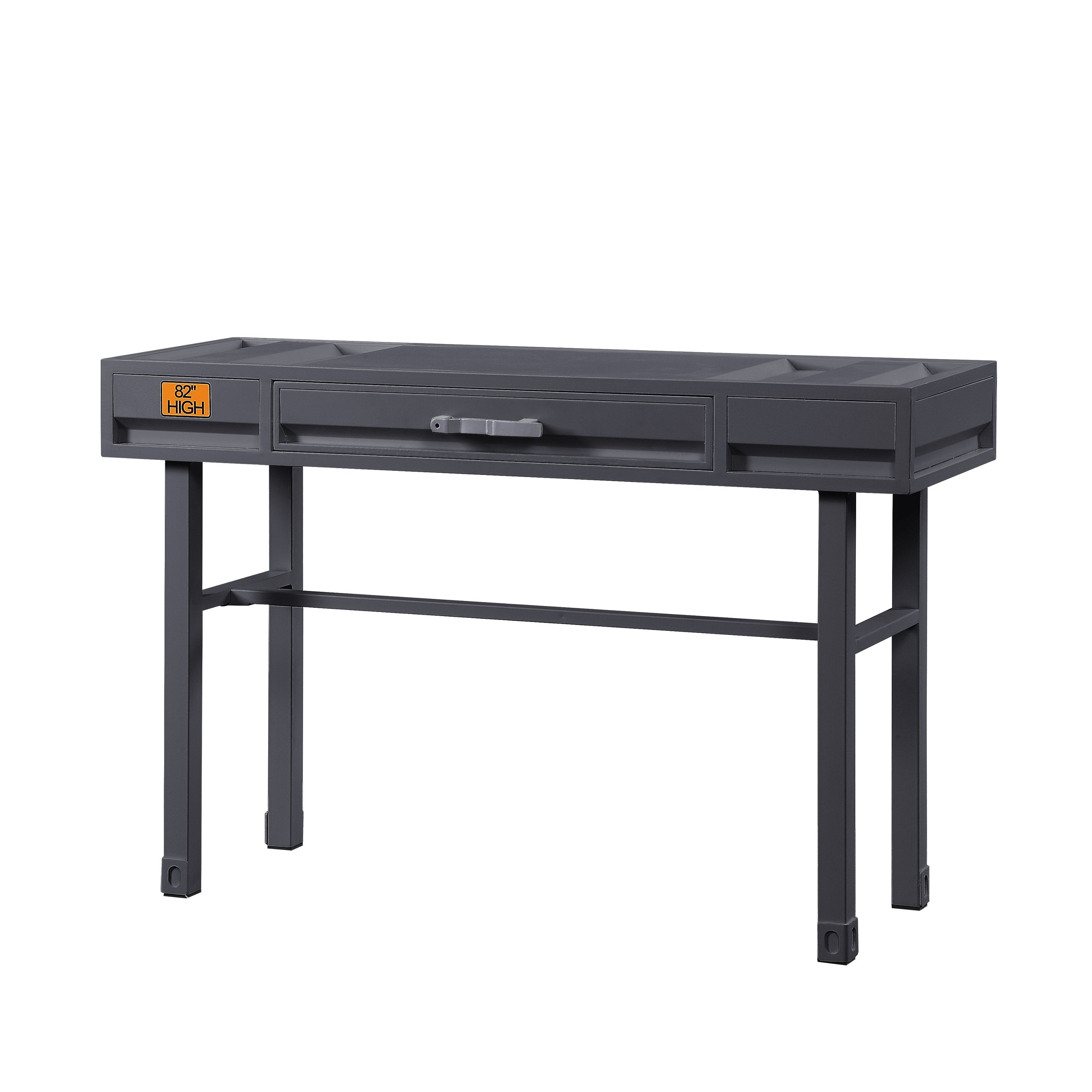 Industrial Style Metal and Wood 1 Drawer Vanity Desk， Gray - - 34665399 - Mycitystee