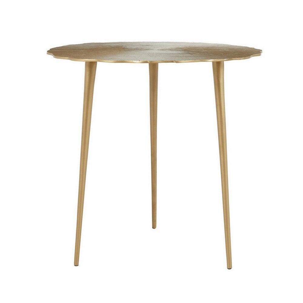 Tia 24 Inch Modern Accent End Table， Solid Aluminum， Tapered Legs， Gold - 24L x 24W x 24H， in inches - Mycitystee