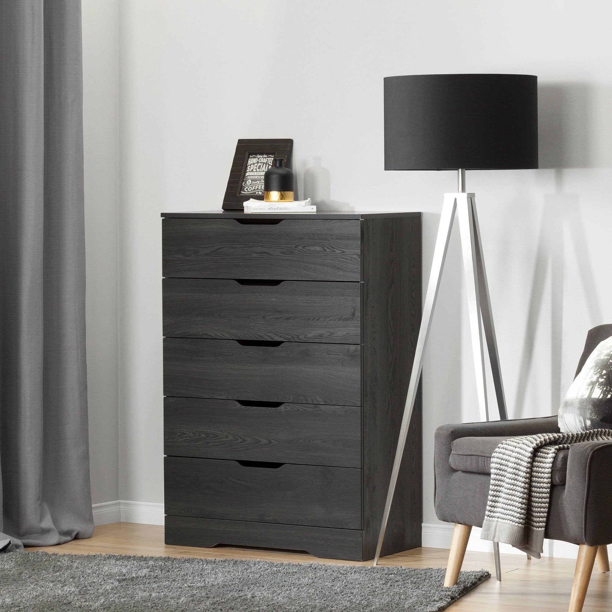 Holland 5-Drawer Chest， Gray Oak - - 36940966 - Mycitystee