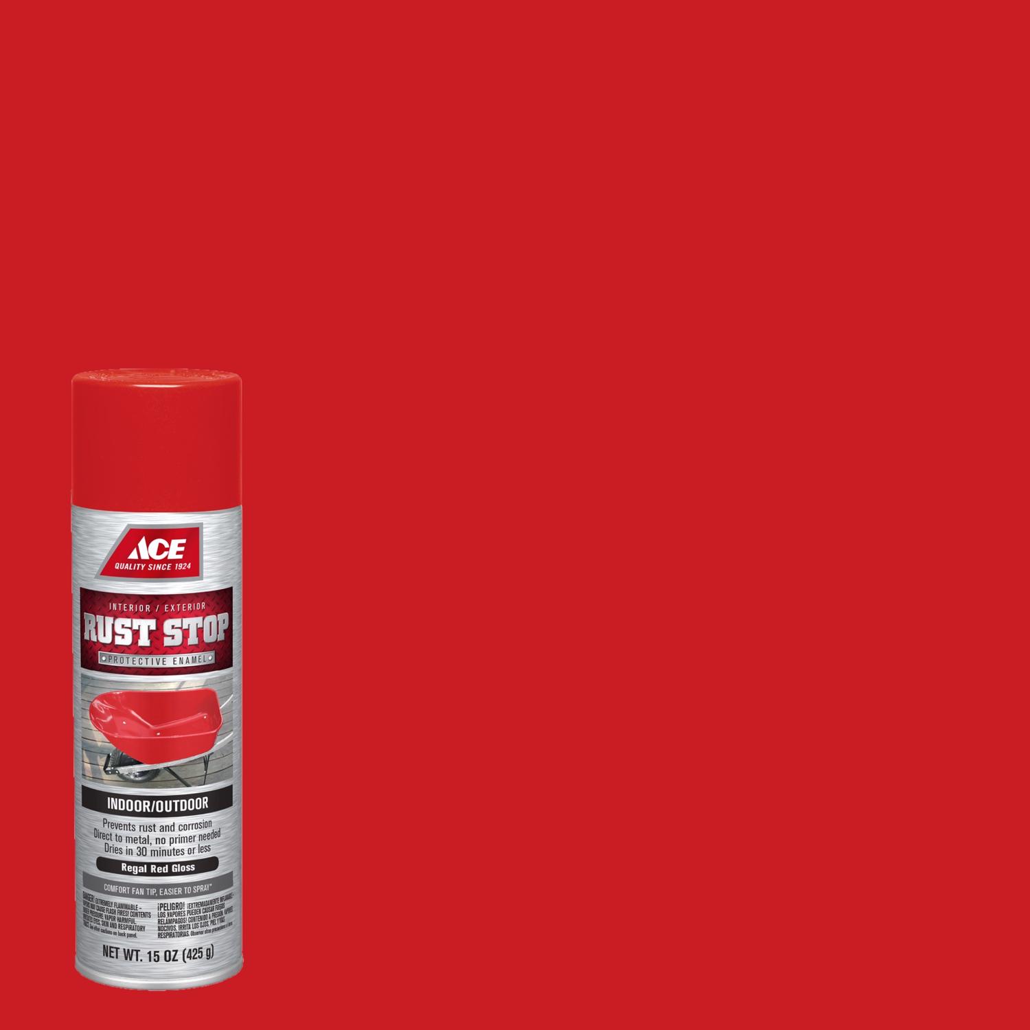 Ace Rust Stop Gloss Regal Red Protective Enamel Spray Paint 15 oz - Mycitystee