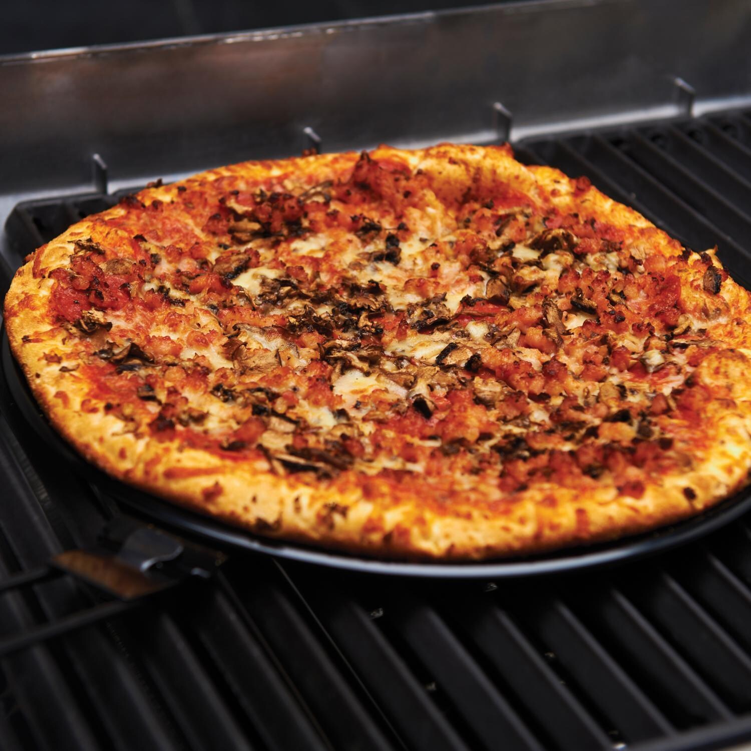 2-Piece 12-Inch Non-Stick Pizza Grill Pan With Pizza Cutter / Server - Mycitystee
