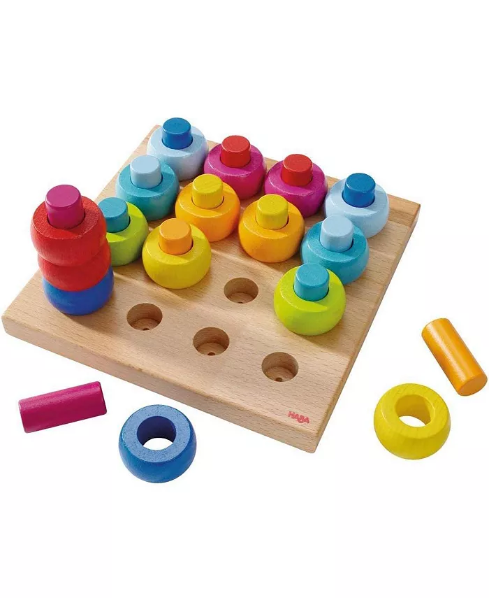 Haba Rainbow Whirls Pegging Game Wooden Arranging Toy - Mycitystee