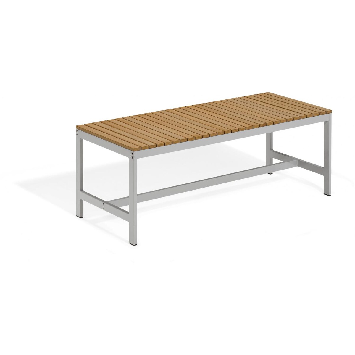 Travira 48 Inch Aluminum Backless Patio Bench W/ Tekwood Natural Seat By Oxford Garden - Mycitystee