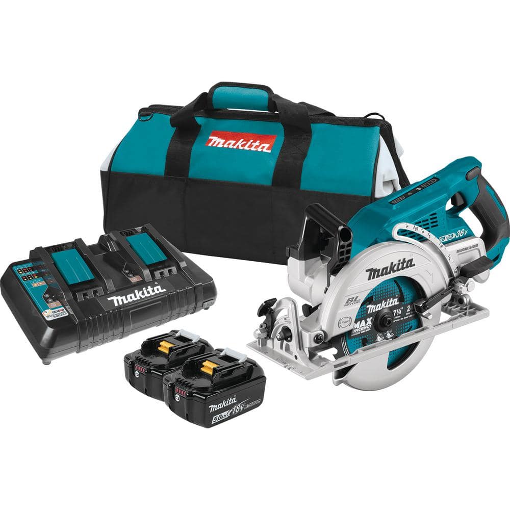 Makita 18V X2 LXT 5.0Ah Lithium-Ion (36V) Brushless Cordless Rear Handle 7-1/4 in. Circular Saw Kit XSR01PT - Mycitystee