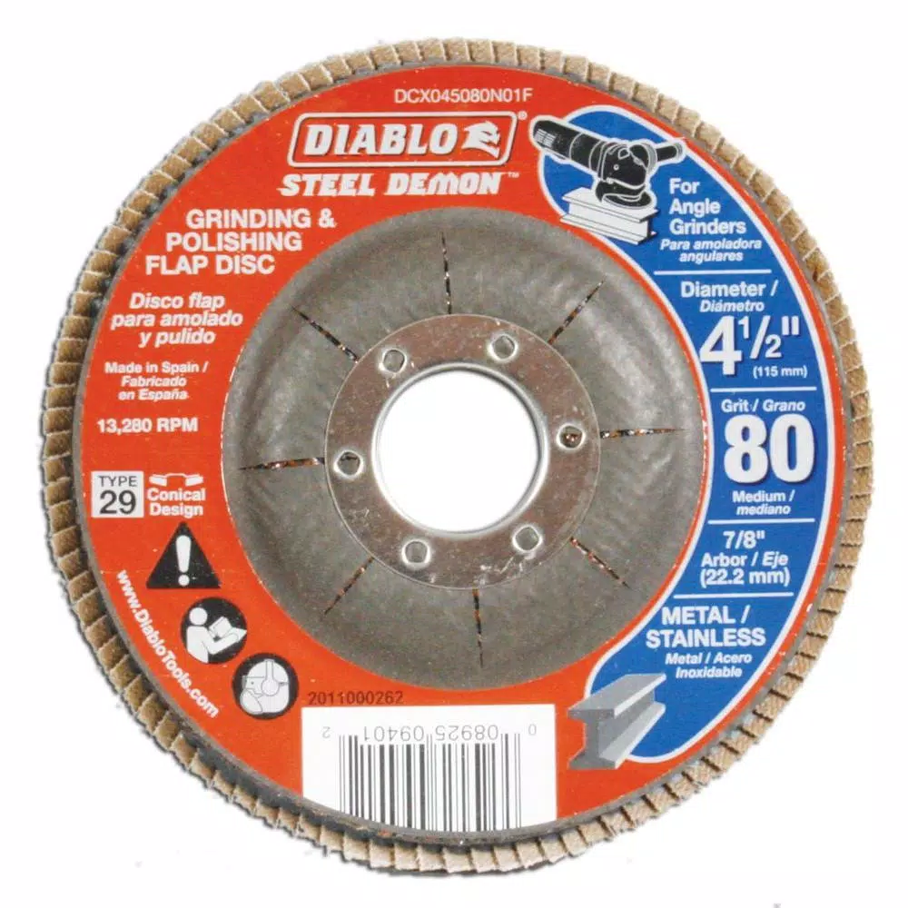 DIABLO 4-1/2 in. 80-Grit Steel Demon Grinding and Polishing Flap Disc with Type 29 Conical Design and#8211; XDC Depot - Mycitystee