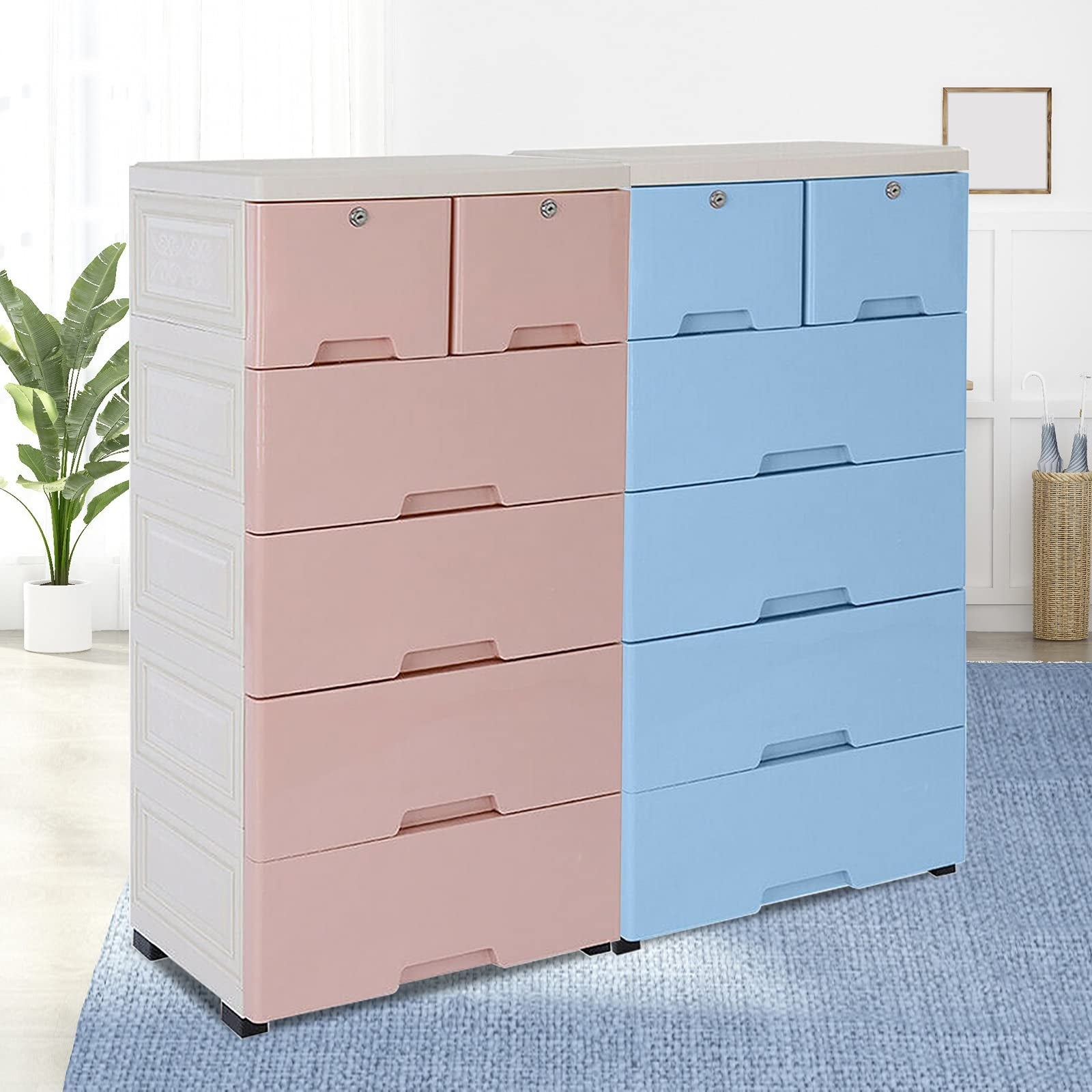 Bedroom Dresser 6 Drawer Dresser Locker Plastic Dresser Furniture Unit Drawer Cabinet Closet Tall Vertical Storage - as picture - - 37668878 - Mycitystee