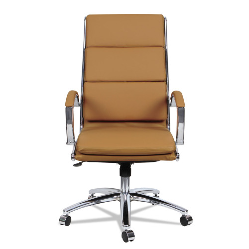 Alera Neratoli High-Back Slim Profile Chair， Supports up to 275 lbs， Camel Seat/Camel Back， Chrome Base (NR4159) - Mycitystee
