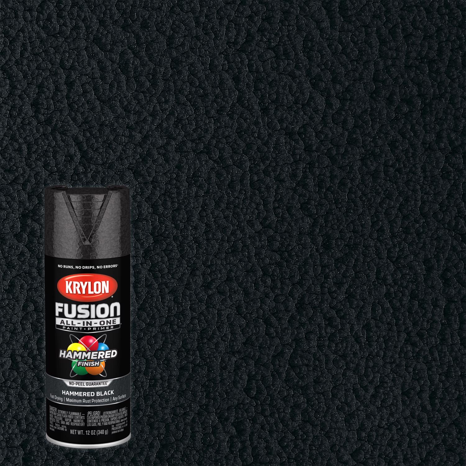 Krylon Fusion All-In-One Hammered Black Paint+Primer Spray Paint 12 oz - Mycitystee