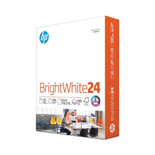 HP Brightwhite24 Paper， 100 Bright， 24lb， 8.5 x 11， Bright White， 500/Ream (203000) - Mycitystee
