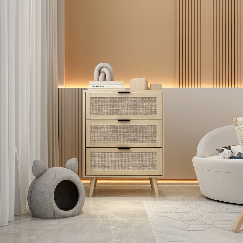 Natural Rattan 3-drawer Storage Chest - - 37848417 - Mycitystee