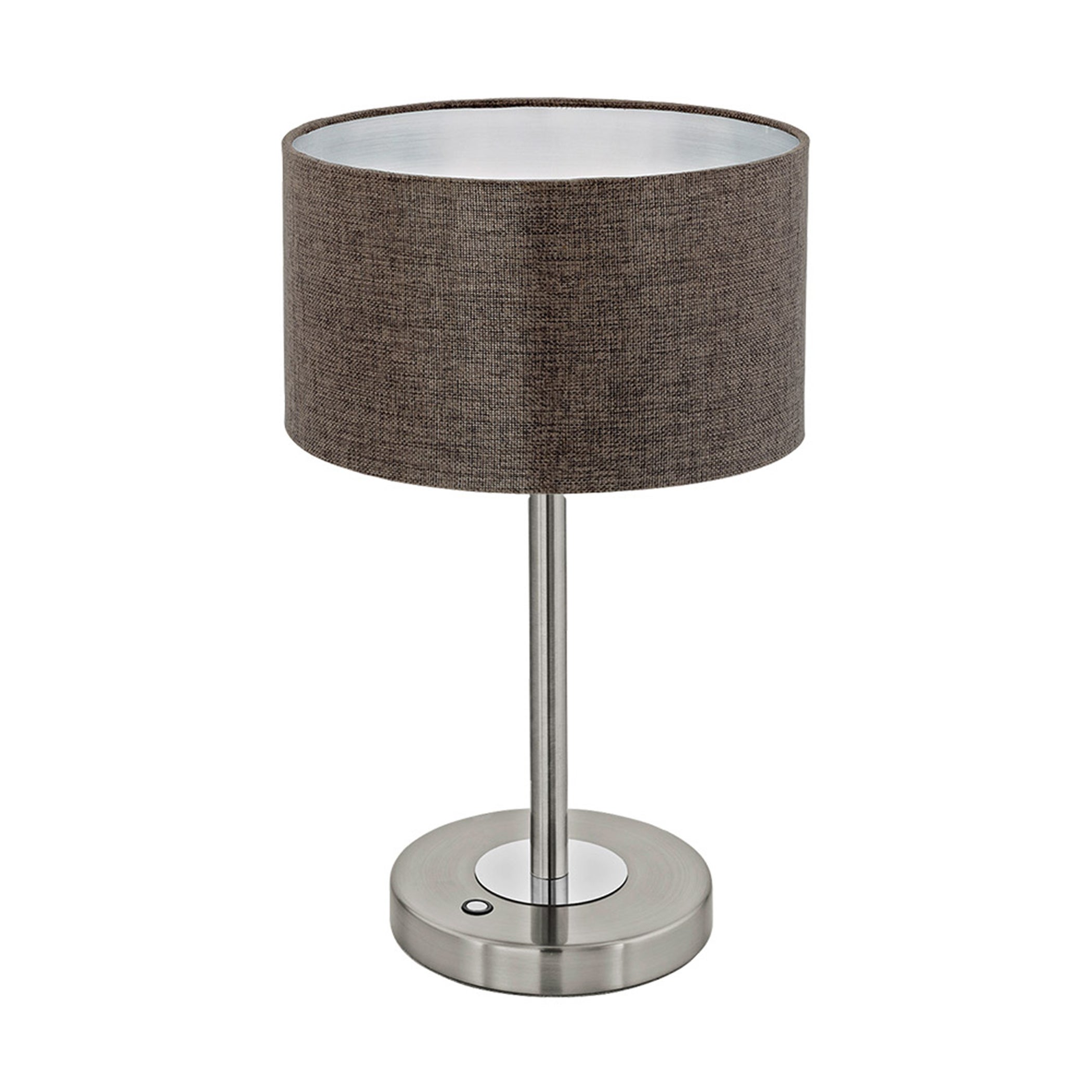 Eglo Romao 2 Satin Nickel and Chrome LED Table Lamp with Brown Linen Shade - Mycitystee