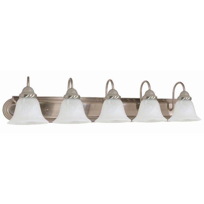 Ballerina - 5 Light Vanity - Brushed Nickel Finish with Alabaster Glass - Mycitystee