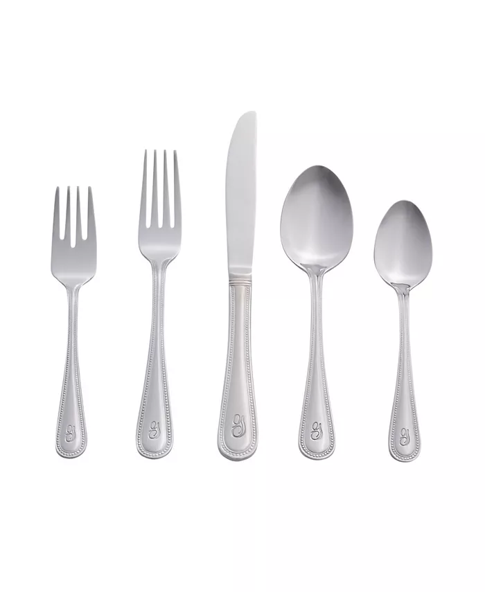 RiverRidge Home Riverridge Beaded 46 Piece Monogrammed Flatware Set - G， Service for 8 - Mycitystee
