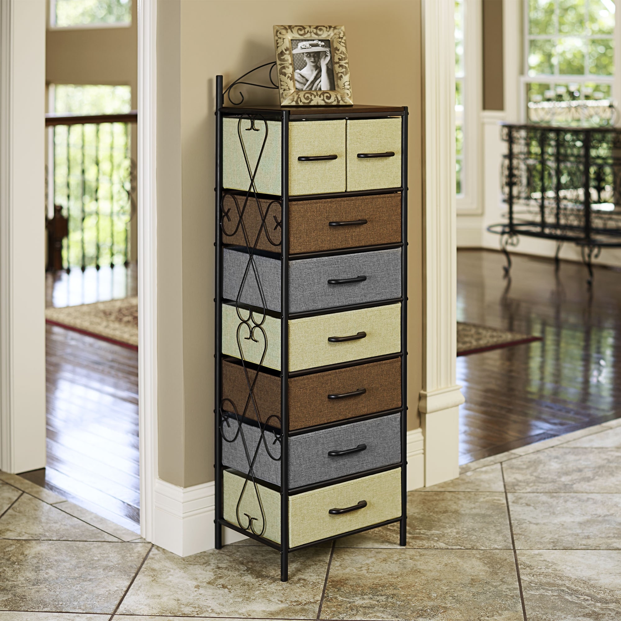 Household Essentials Victorian 8 Drawer Tower | Storage Dresser or Chest | Black - - 28127745 - Mycitystee