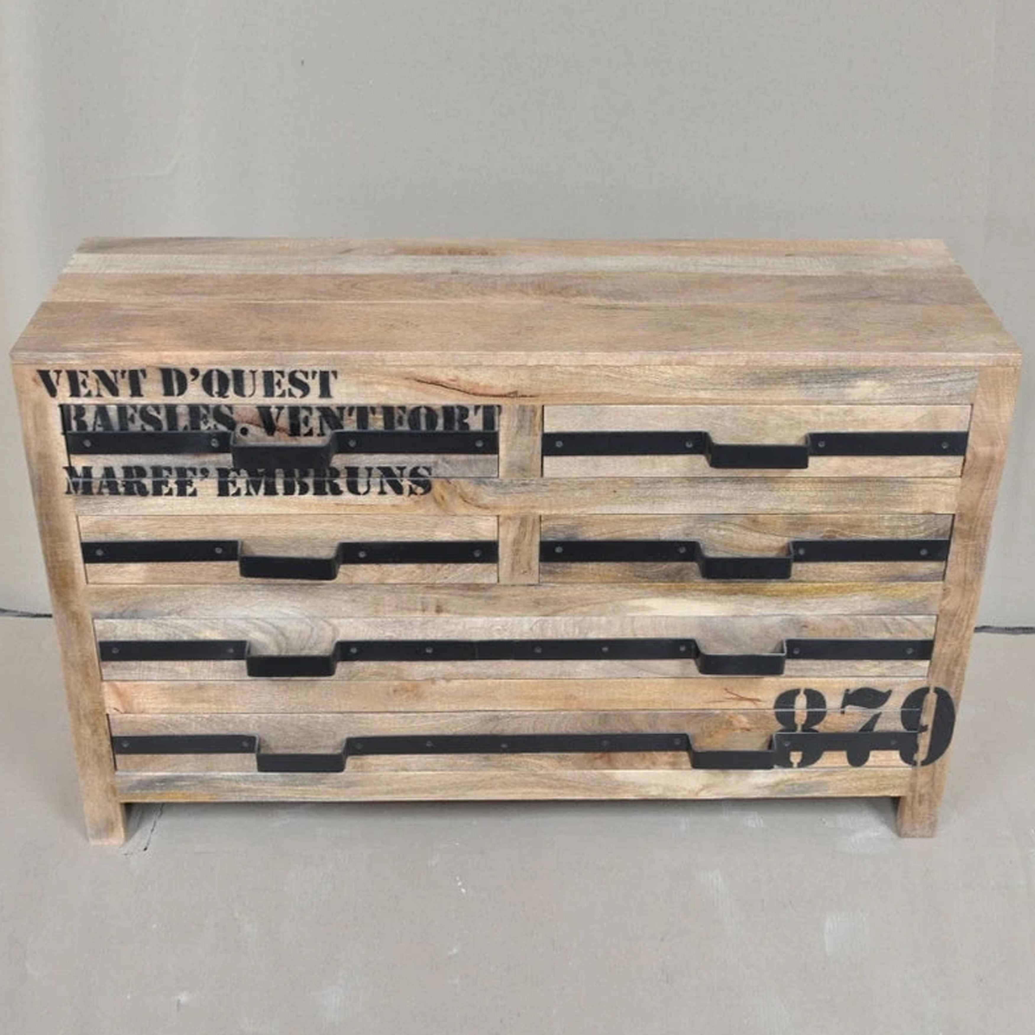 Pandora Bone Inlay Reclaimed Wood Tallboy Chest of 5 Drawers - - 35097356 - Mycitystee