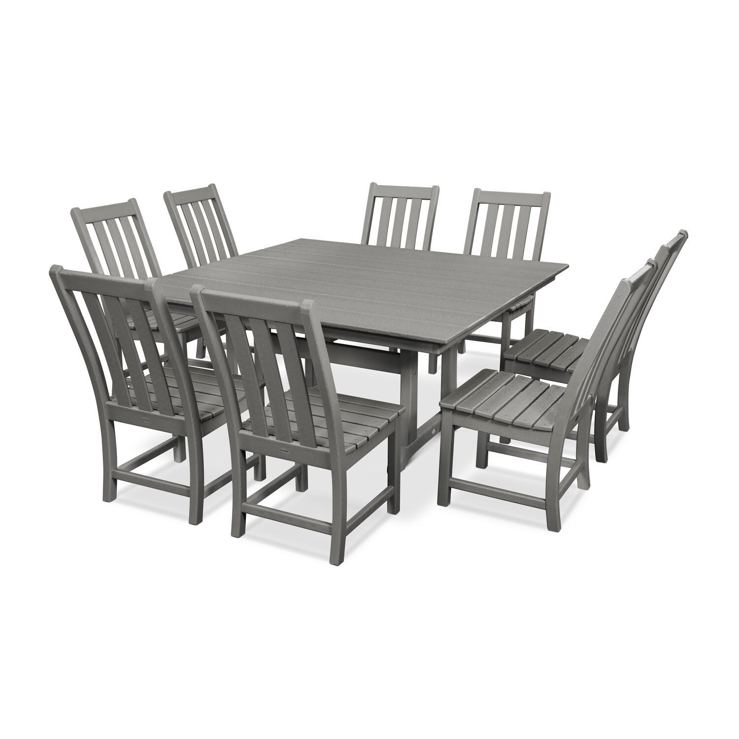 POLYWOOD Vineyard 9-Piece Farmhouse Trestle Dining Set - Mycitystee