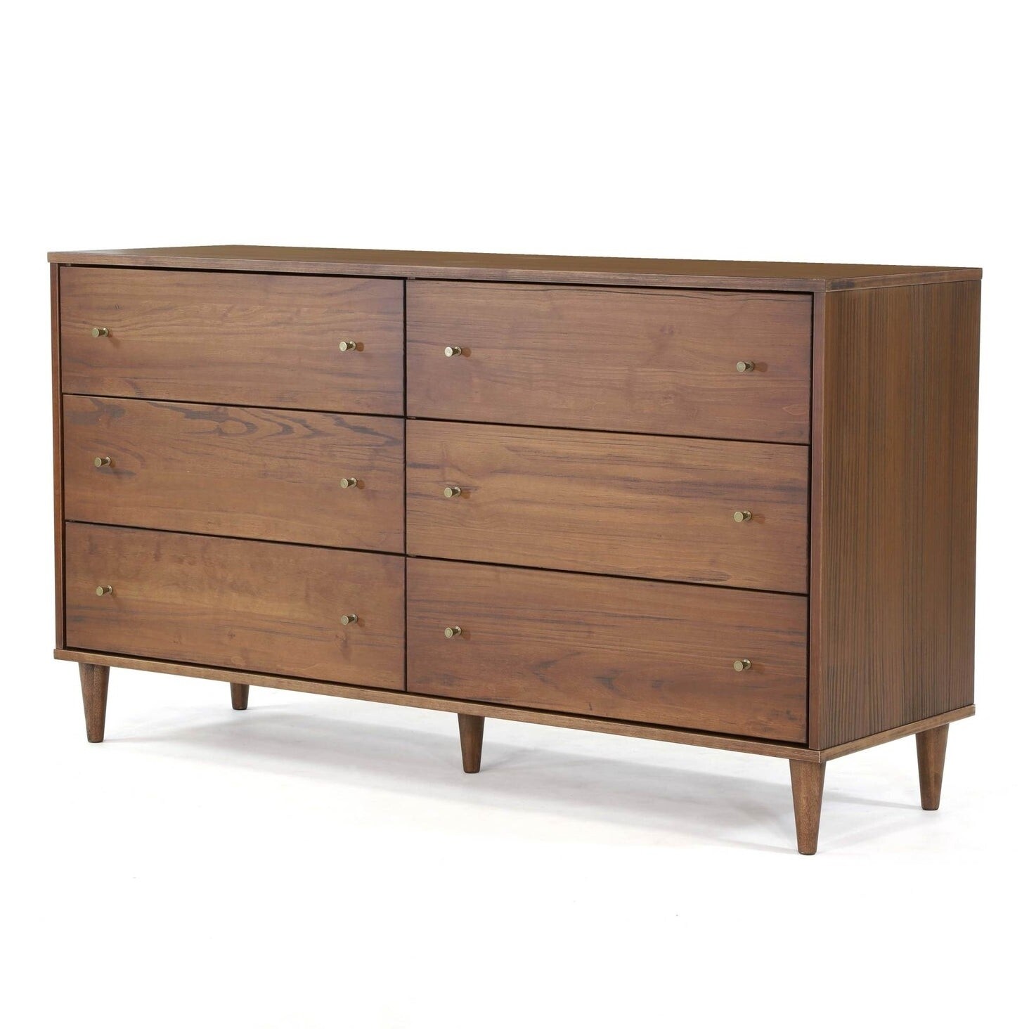 Farmhouse Rustic Mid Century 6 Drawer Dresser - - 36757603 - Mycitystee