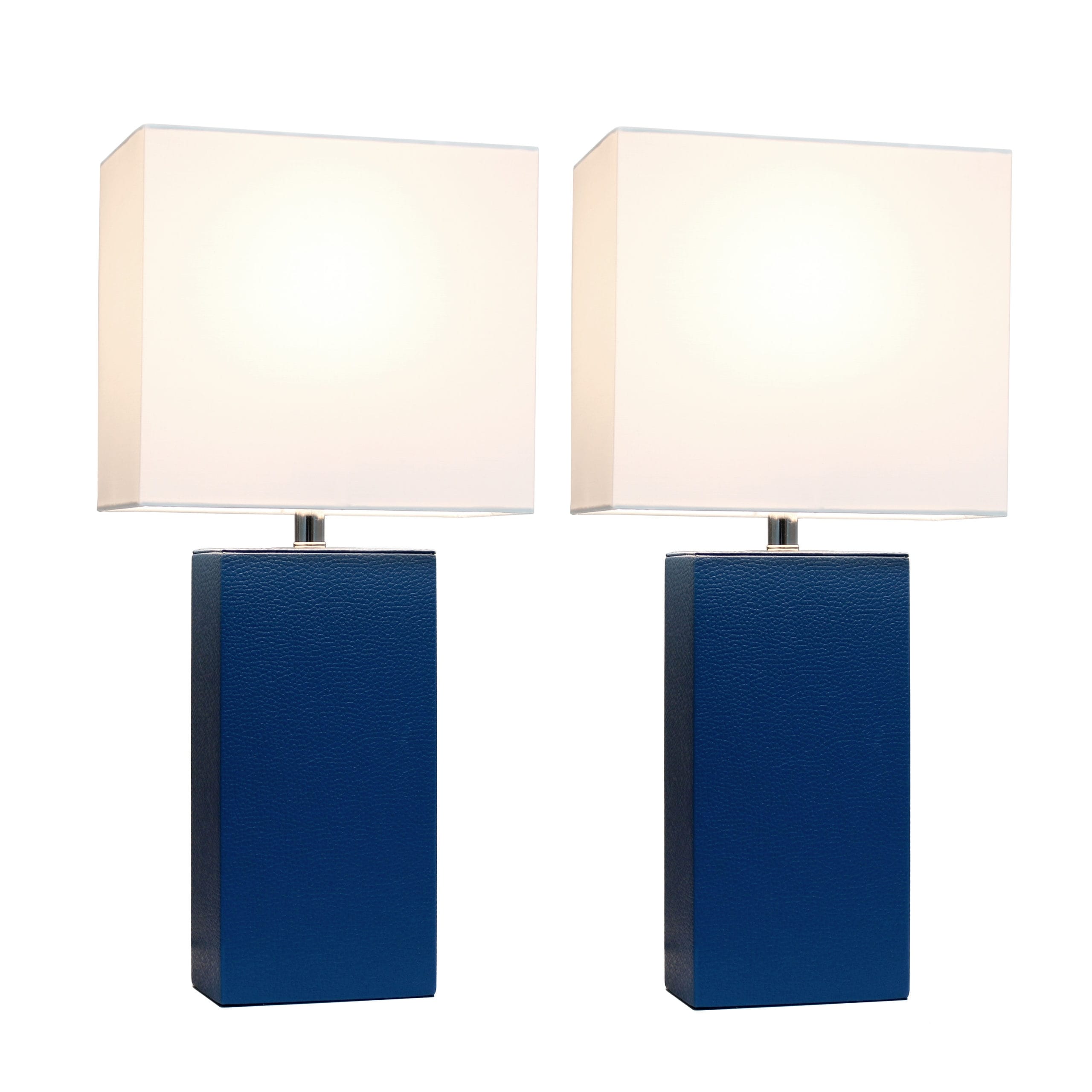 Elegant Designs 2 Pack Modern Leather Table Lamps with White Fabric Shades - Mycitystee