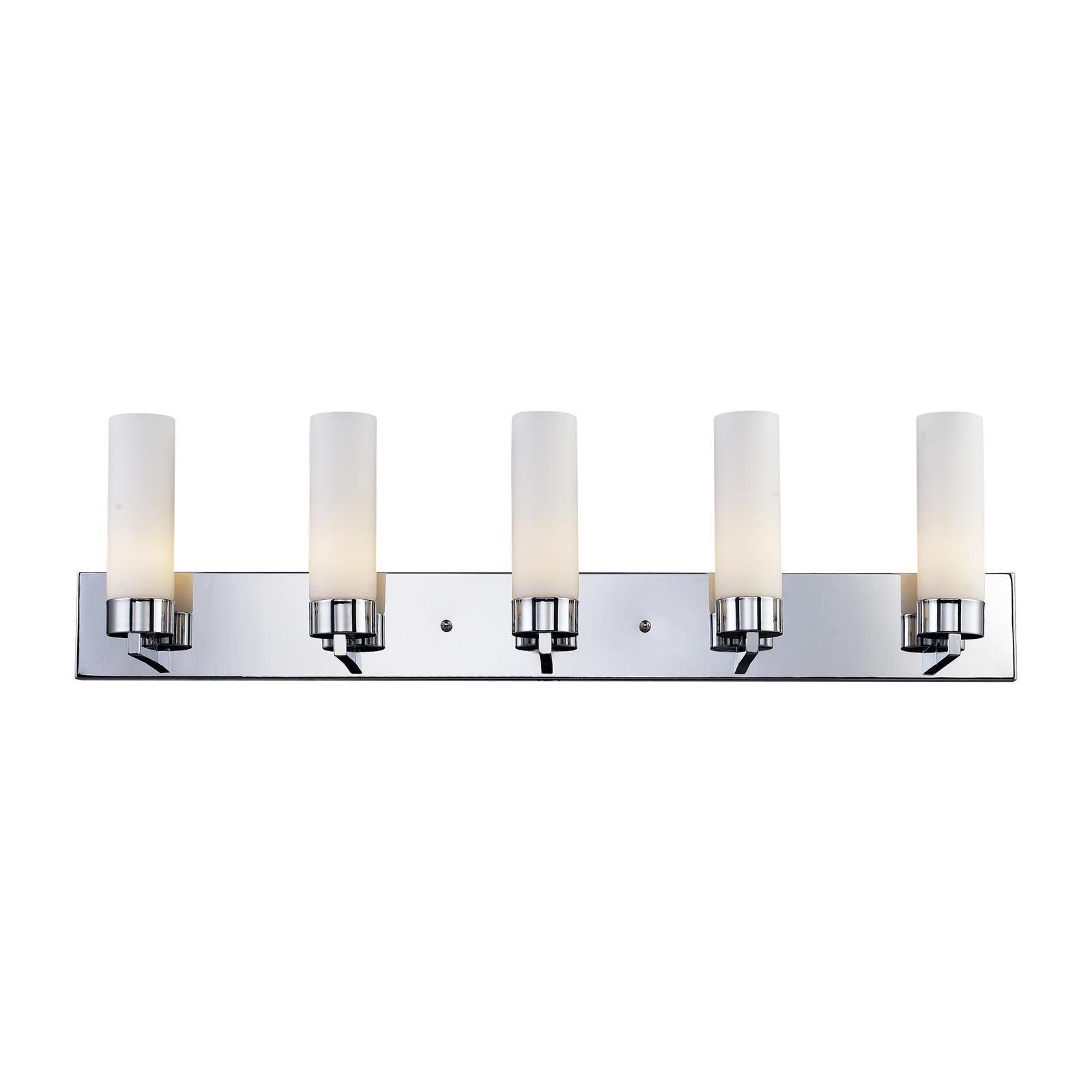 Ibis Chrome and Matte Opal 5-Light Vanity Fixture - Mycitystee