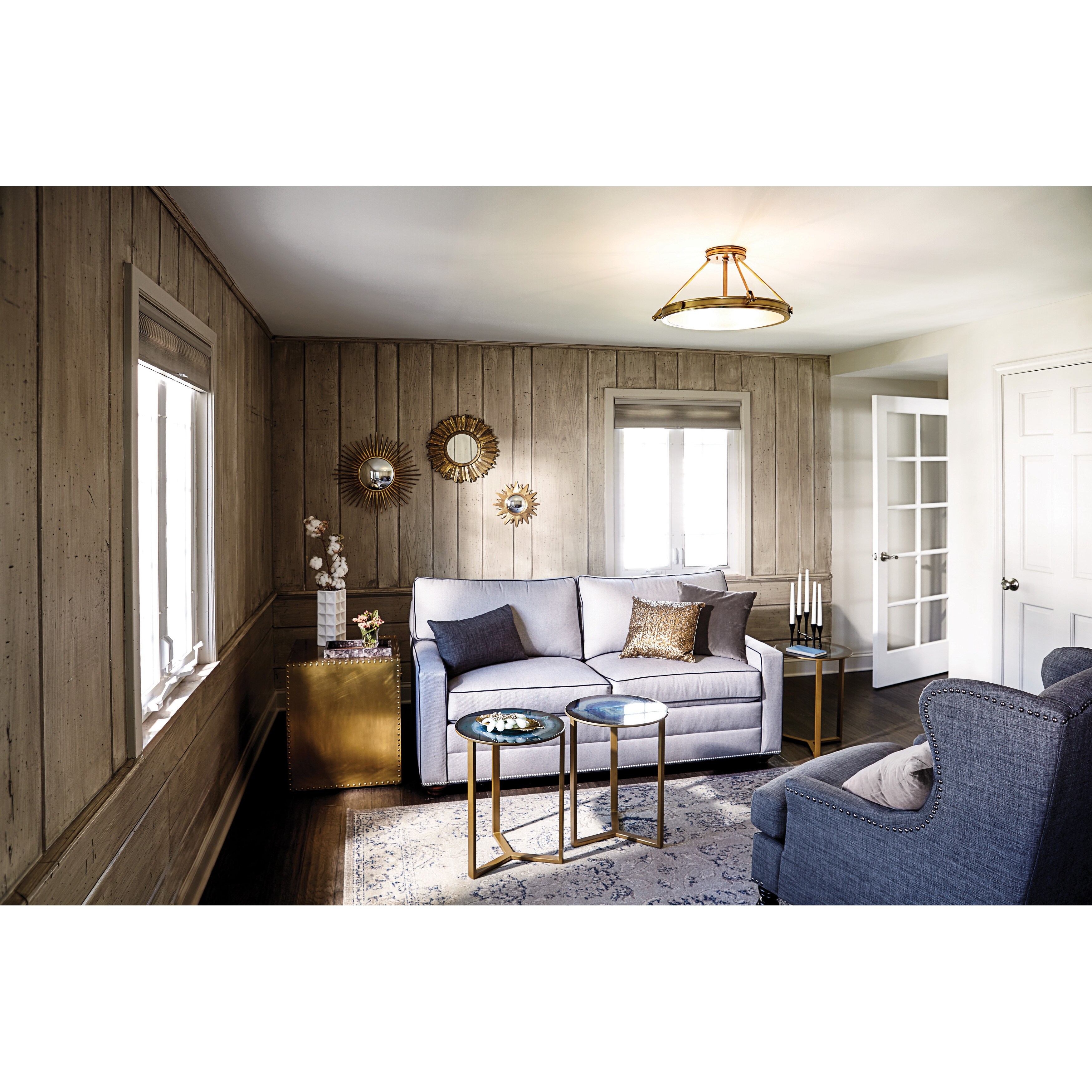 Hinkley Collier 4-Light Semi-Flush Mount in Heritage Brass - Four Light - Mycitystee