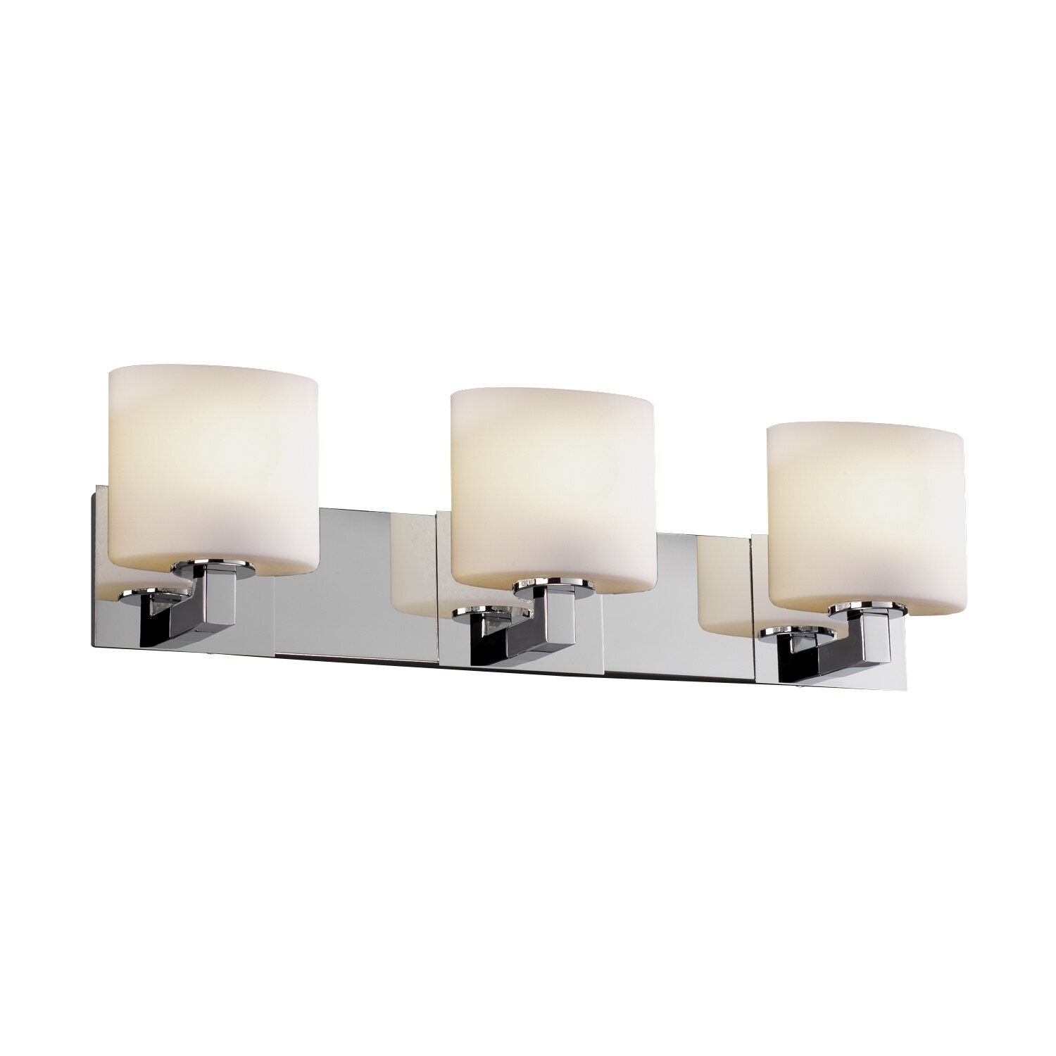 Justice Design Fusion Modular 3-light Polished Chrome Bath Bar， Opal Oval Shade - Mycitystee