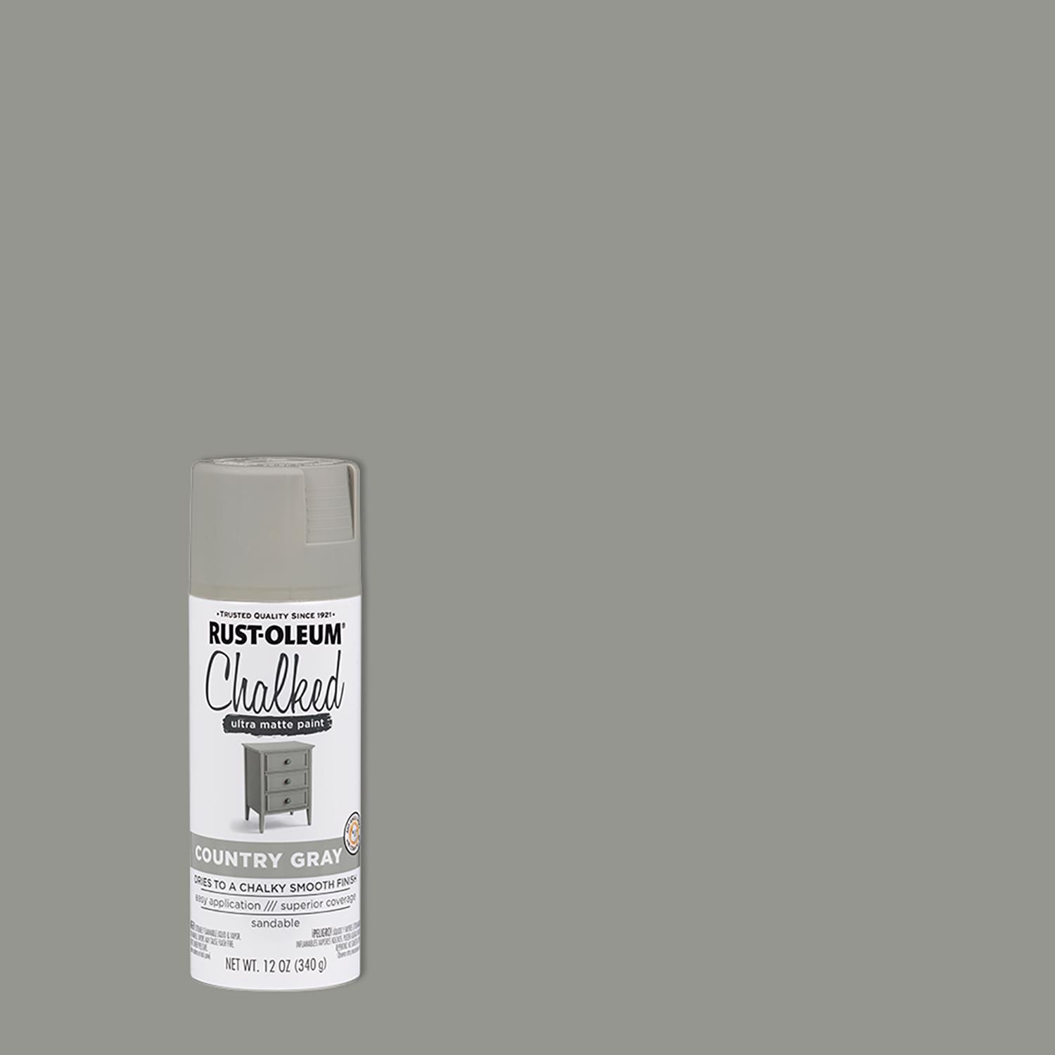 Rust-Oleum Chalked Ultra Matte Country Gray Oil-Based Acrylic Sprayable Chalk Paint 12 oz - Mycitystee