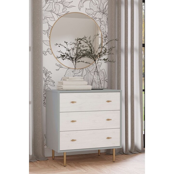 Origins by Alpine Saige Wood 3 Drawer Small Chest in Weathered White-Gray - - 37253193 - Mycitystee