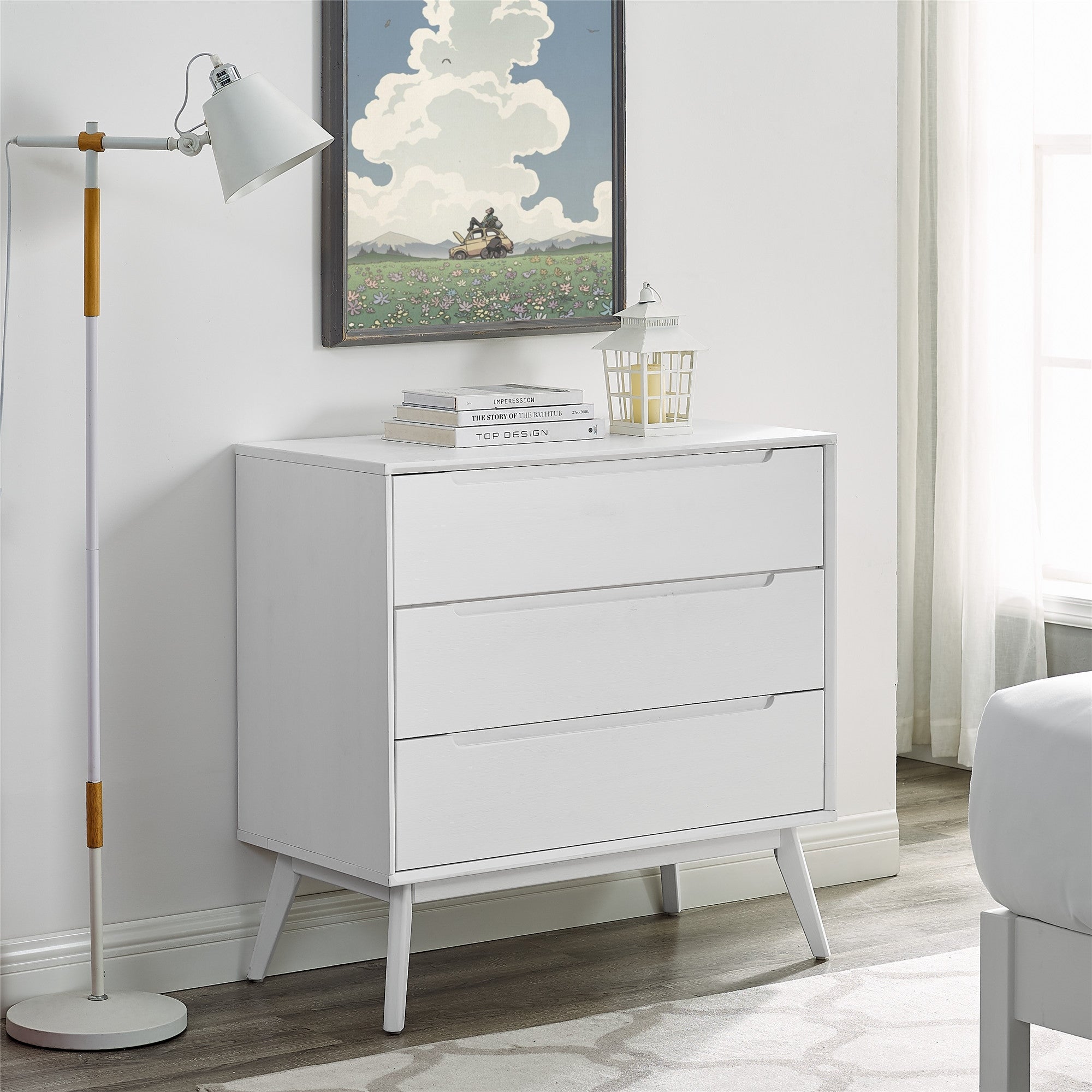 MUSEHOMEINC Mid Century Solid Wood 3 Drawer Dresser for Bedroom 3 Tier Storage Organizer ，Stylish Dressers for Living Room - - 36300961 - Mycitystee