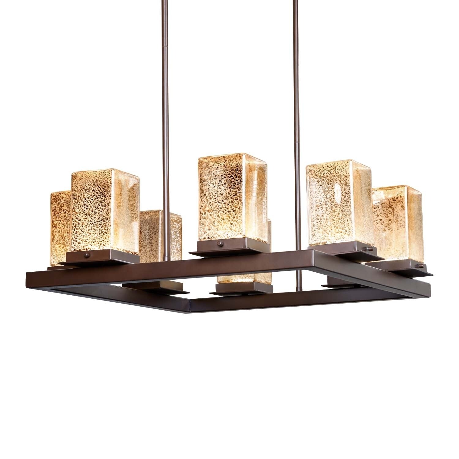 Justice Design Fusion Laguna 8-light Dark Bronze LED Outdoor Chandelier， Mercury Glass Shade - Mycitystee
