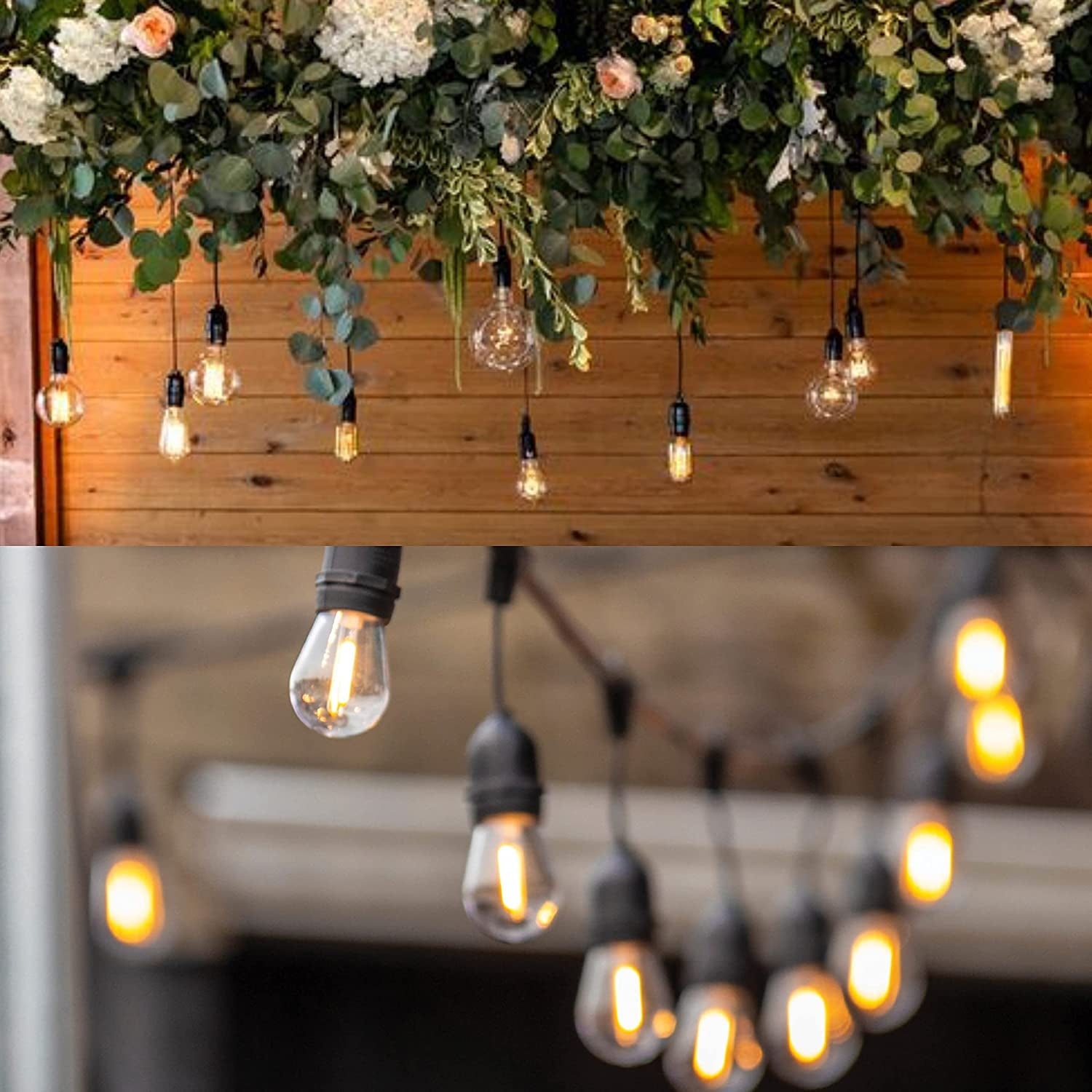 50ft Outdoor String Lights， Vintage Bulb Hanging Light， Bulbs Included - Mycitystee
