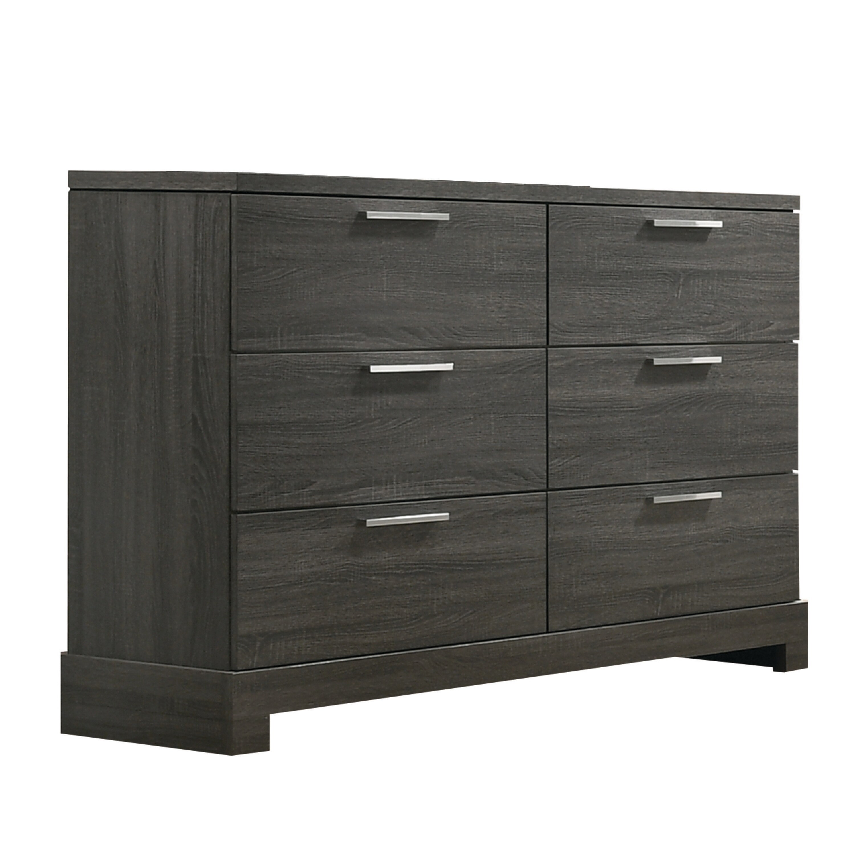 Wooden Dresser with Bracket Legs and 6 Spacious Drawers， Oak Gray - - 30358850 - Mycitystee