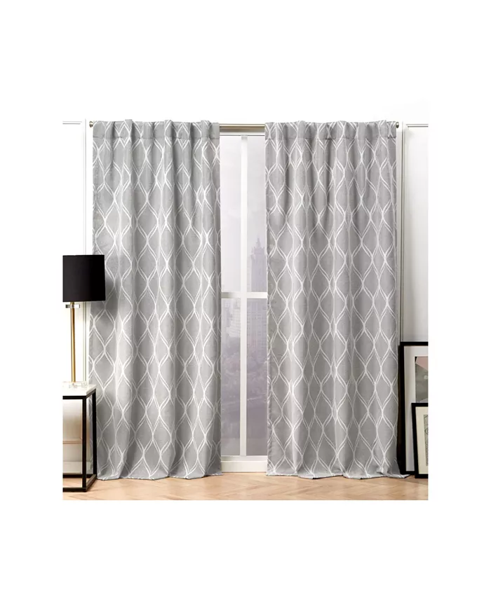 Nicole Miller Circuit Blackout Hidden Tab Top Curtain Panel Pair， 52