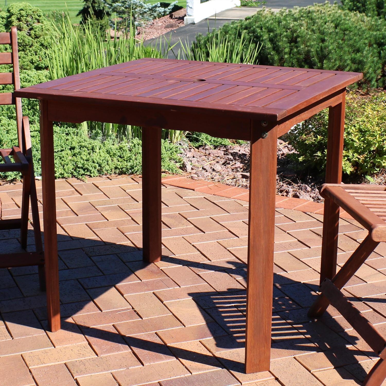 Ultimate Patio 31 1/2-Inch Meranti Wood Square Table W/ Teak Oil Finish - Mycitystee