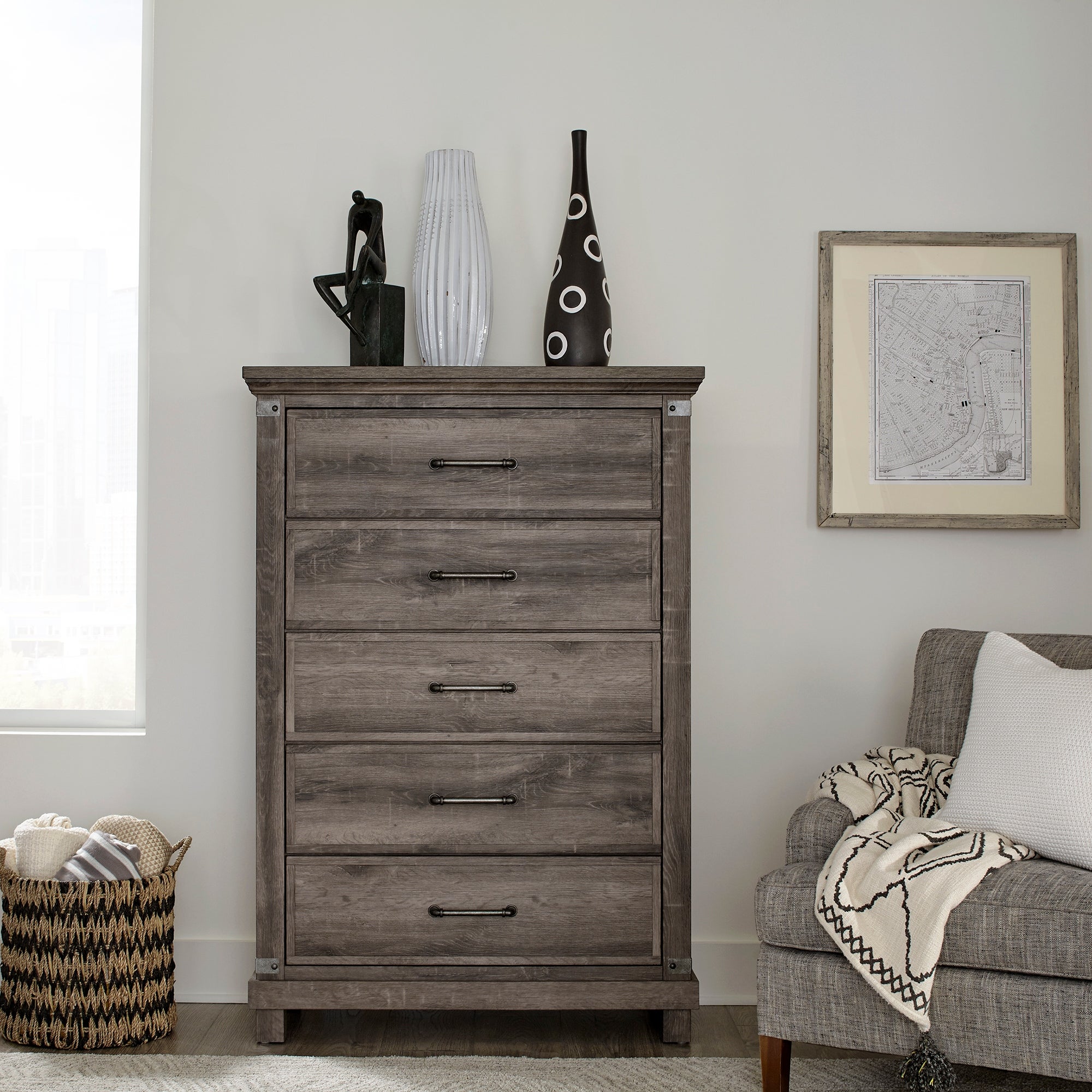 Lakeside Haven Brownstone 5 Drawer Chest - - 36900635 - Mycitystee