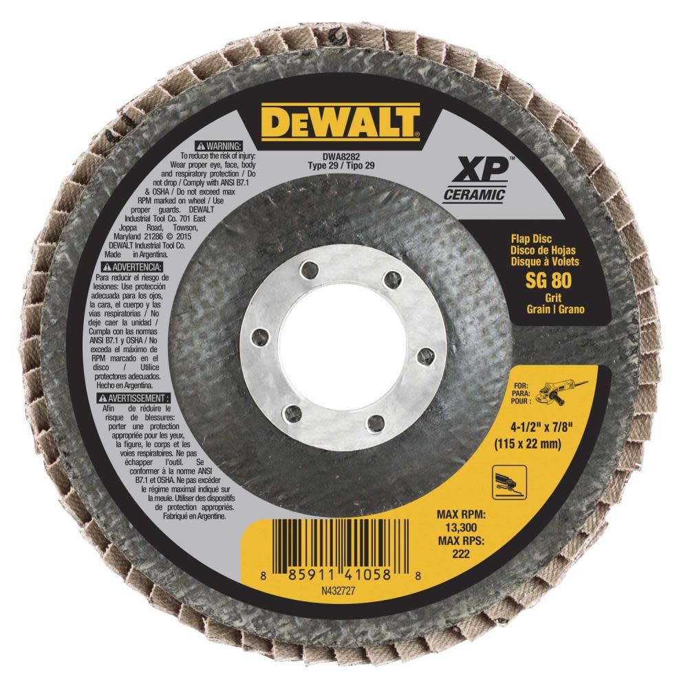 DEWALT 4 1/2 X 7/8 80G T29 XP Ceramic Flap Disc - Mycitystee