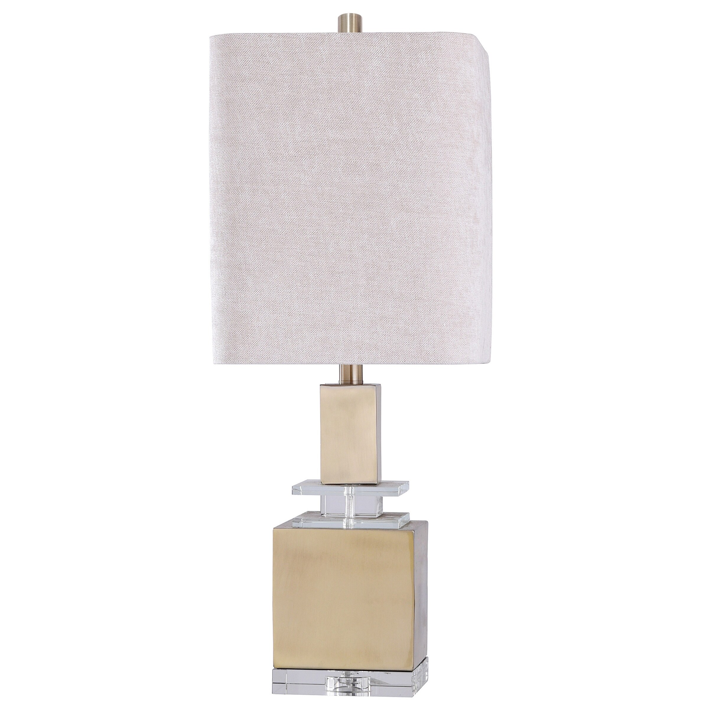 Harp and Finial Ronda Brass Table Lamp with Cream Linen Shade - Mycitystee