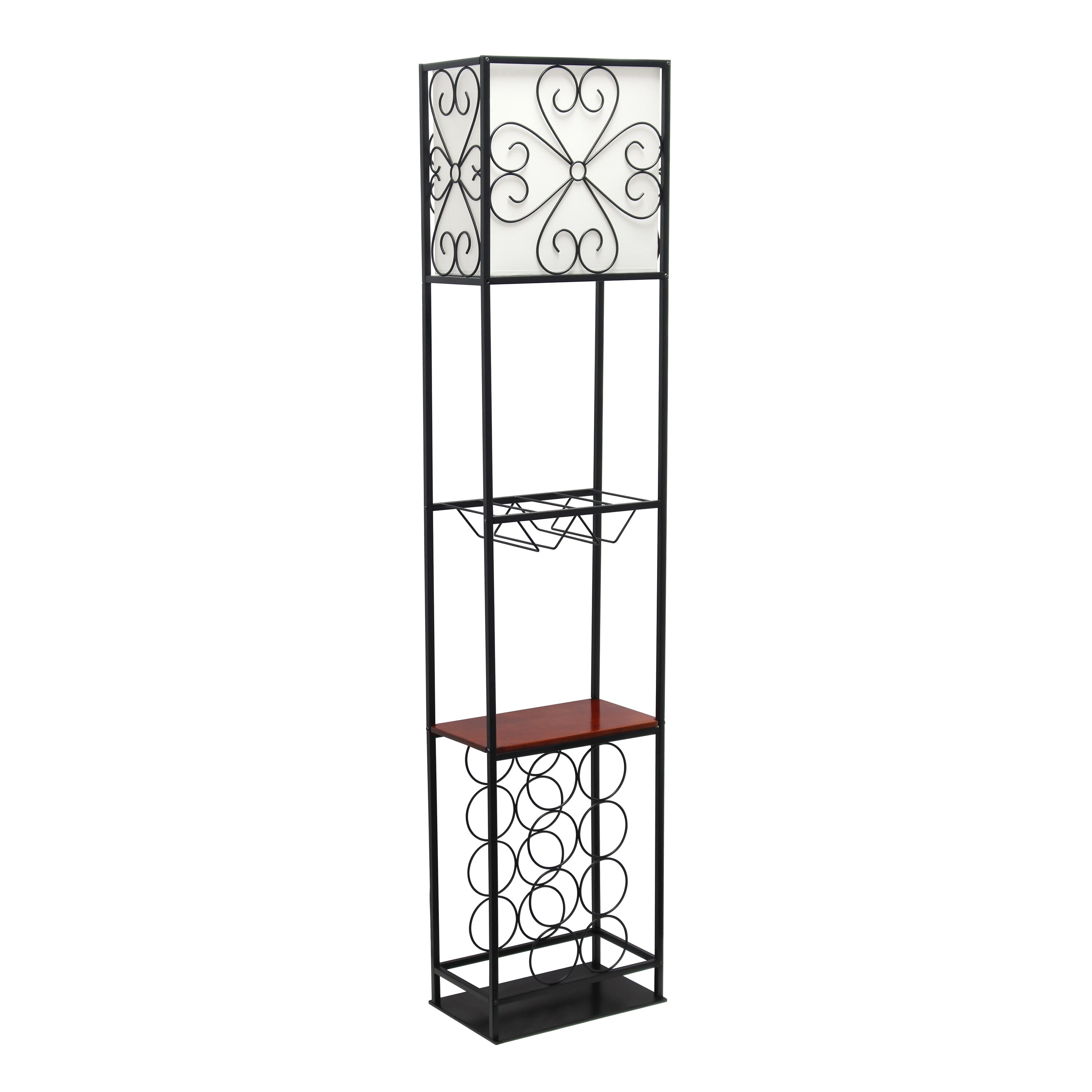 Elegant Designs Etagere Organizer Wood Accented Shelf and Wine Rack - Mycitystee