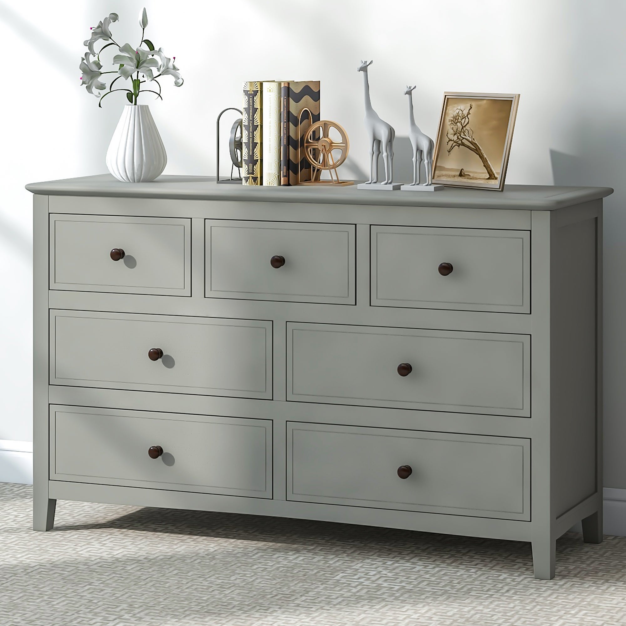 Solid Wood Dresser with 7 Drawers-48