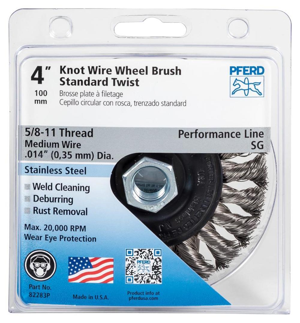 P.O.P. 4 Standard Twist Knot Wheel.014 SS Wire， 5/8-11 Thread - Mycitystee