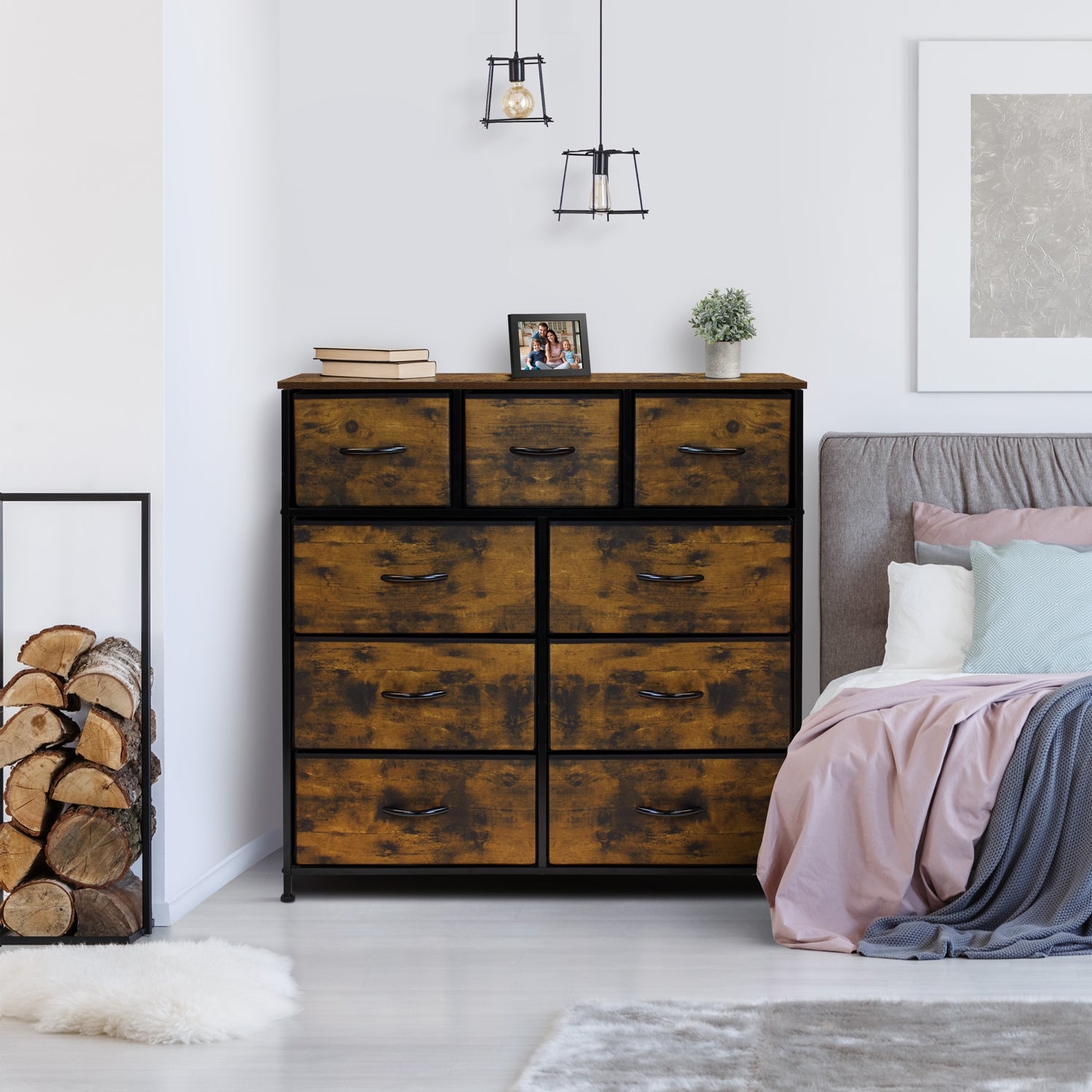 Dresser w/ 9 Drawers - Bedroom Chest Furniture Tower - Rustic Wood - - 35517989 - Mycitystee