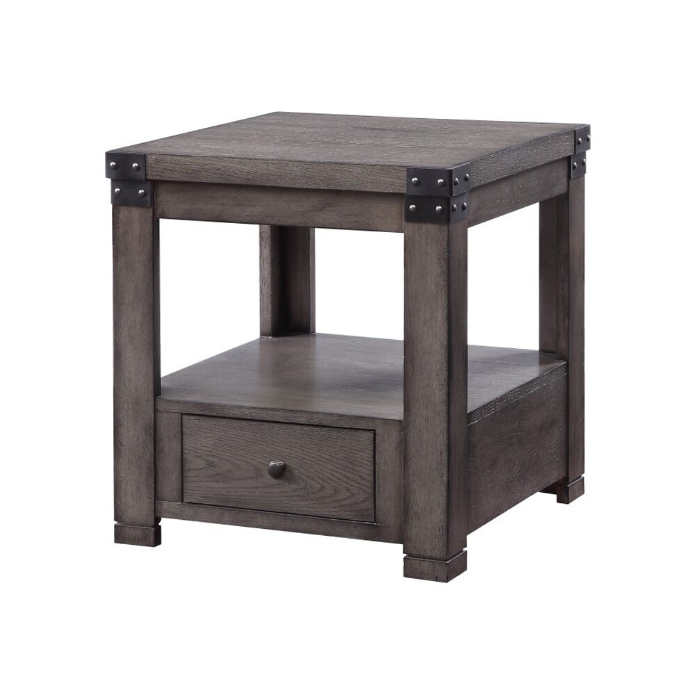 One Drawer Wooden End Table in Ash Gray Finish - Mycitystee