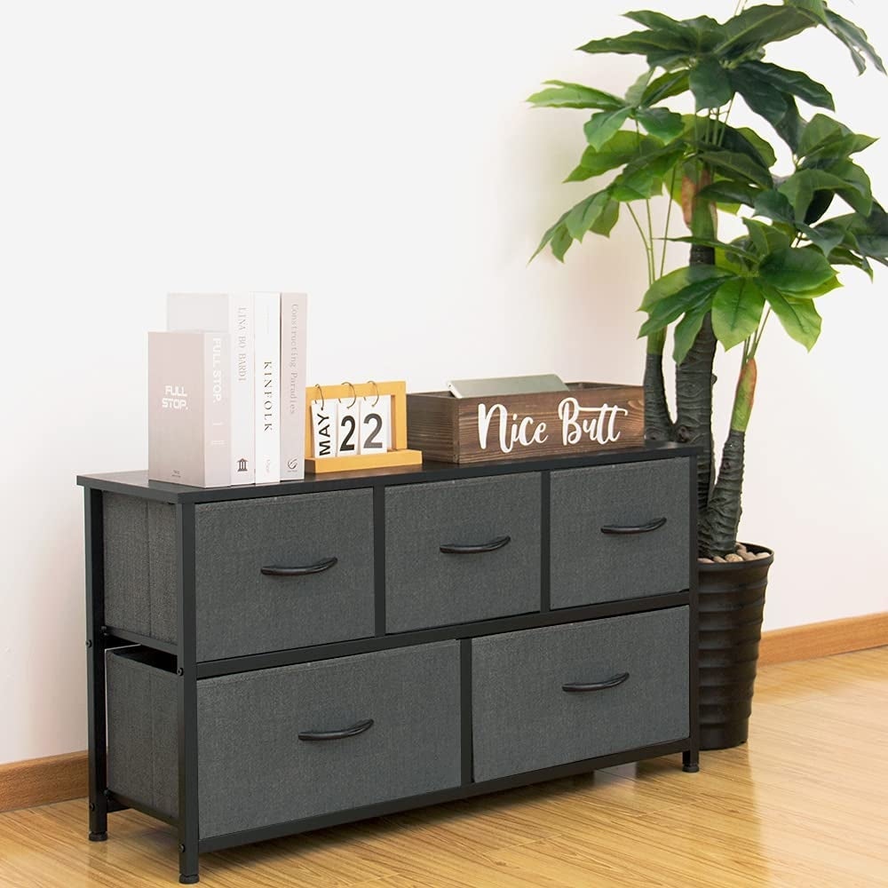 Wide Dresser Storage with Sturdy Frame，5 Drawers of Organizer - - 37158982 - Mycitystee