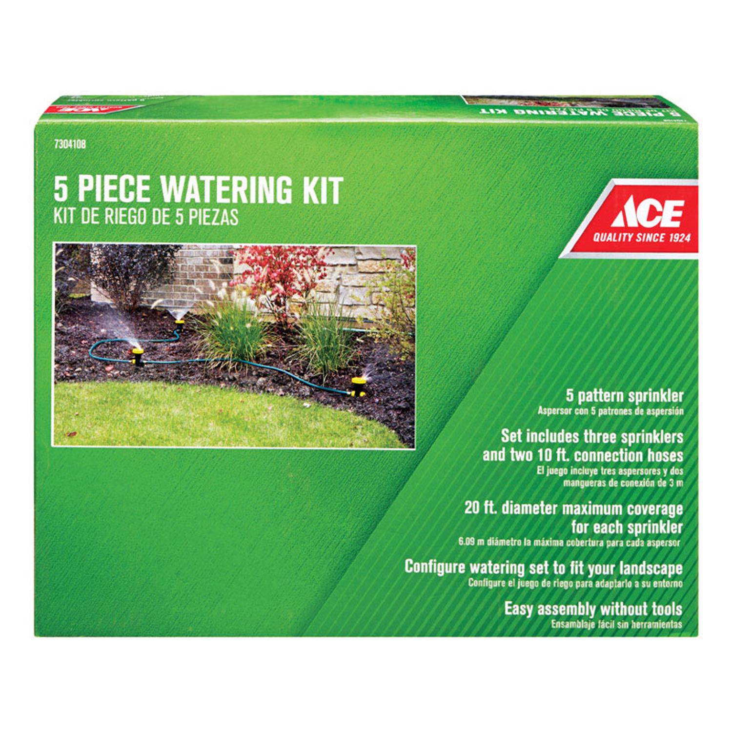 Ace Plastic Spike Base 5-Pattern Sprinkler Watering Kit 800 sq ft 5 pc - Mycitystee
