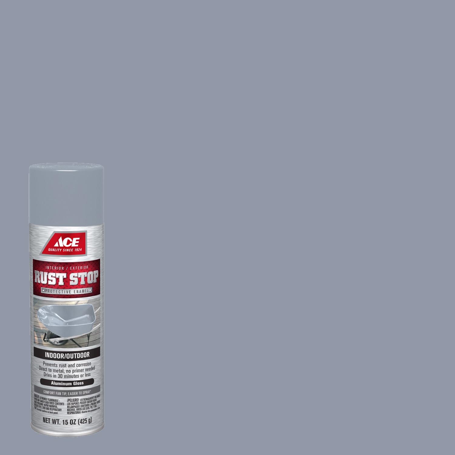 Ace Rust Stop Gloss Aluminum Protective Enamel Spray Paint 15 oz - Mycitystee