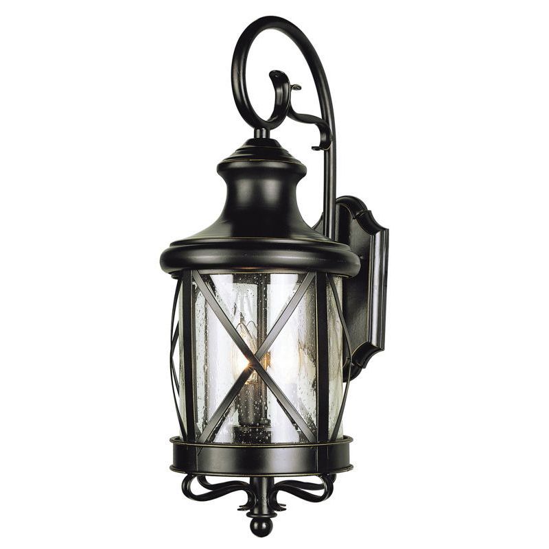 Cambridge Rubbed Oil Bronze Finish Outdoor Wall Lantern with Seeded Shade - Mycitystee