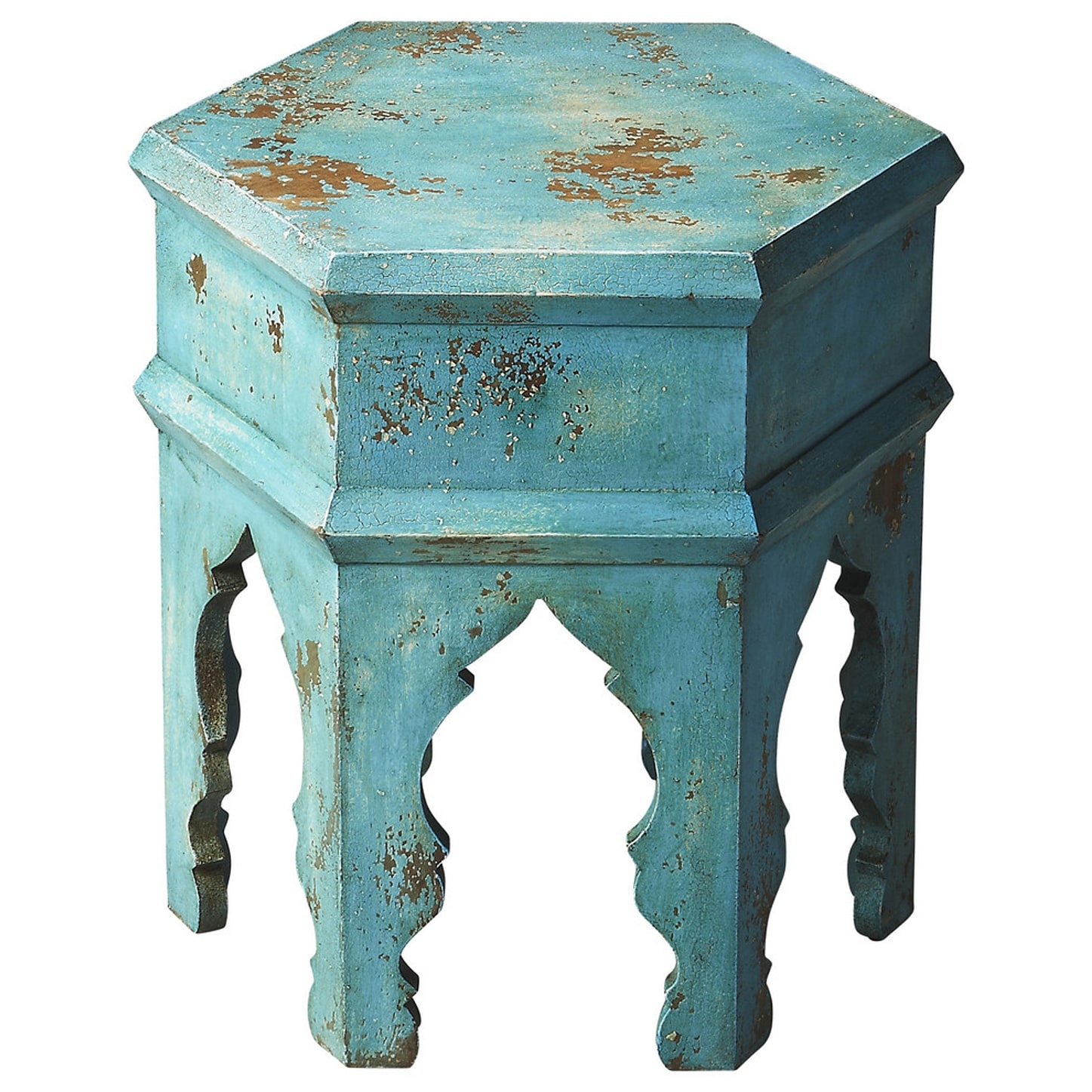 Handmade Tangiers Solid Blue Wood Bunching Table (India) - Mycitystee