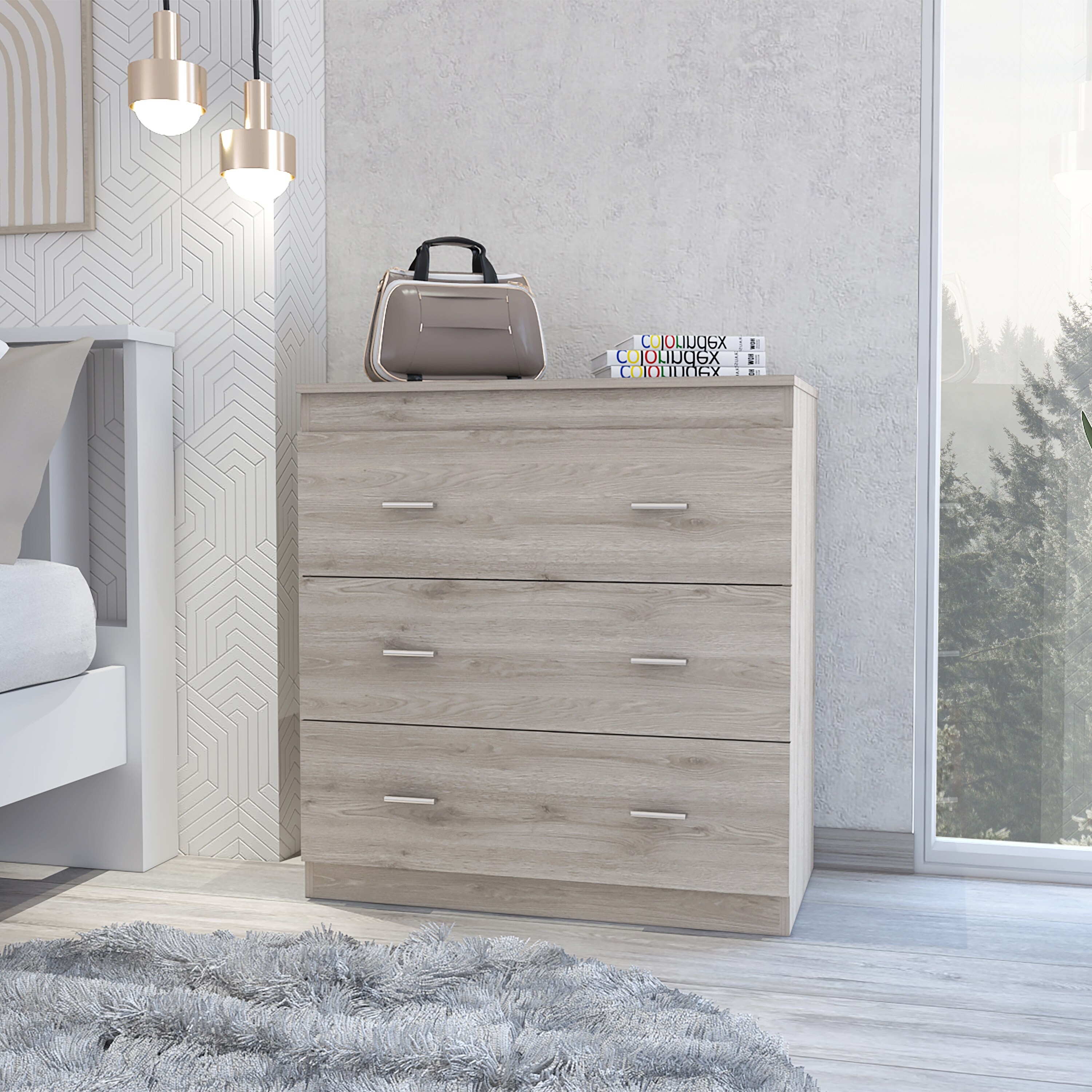 3 Drawer Dresser; Superior Top; Handles， Suitable for Bedroom， Living Room， Dining Room， Items Storage Helper - - 37777081 - Mycitystee