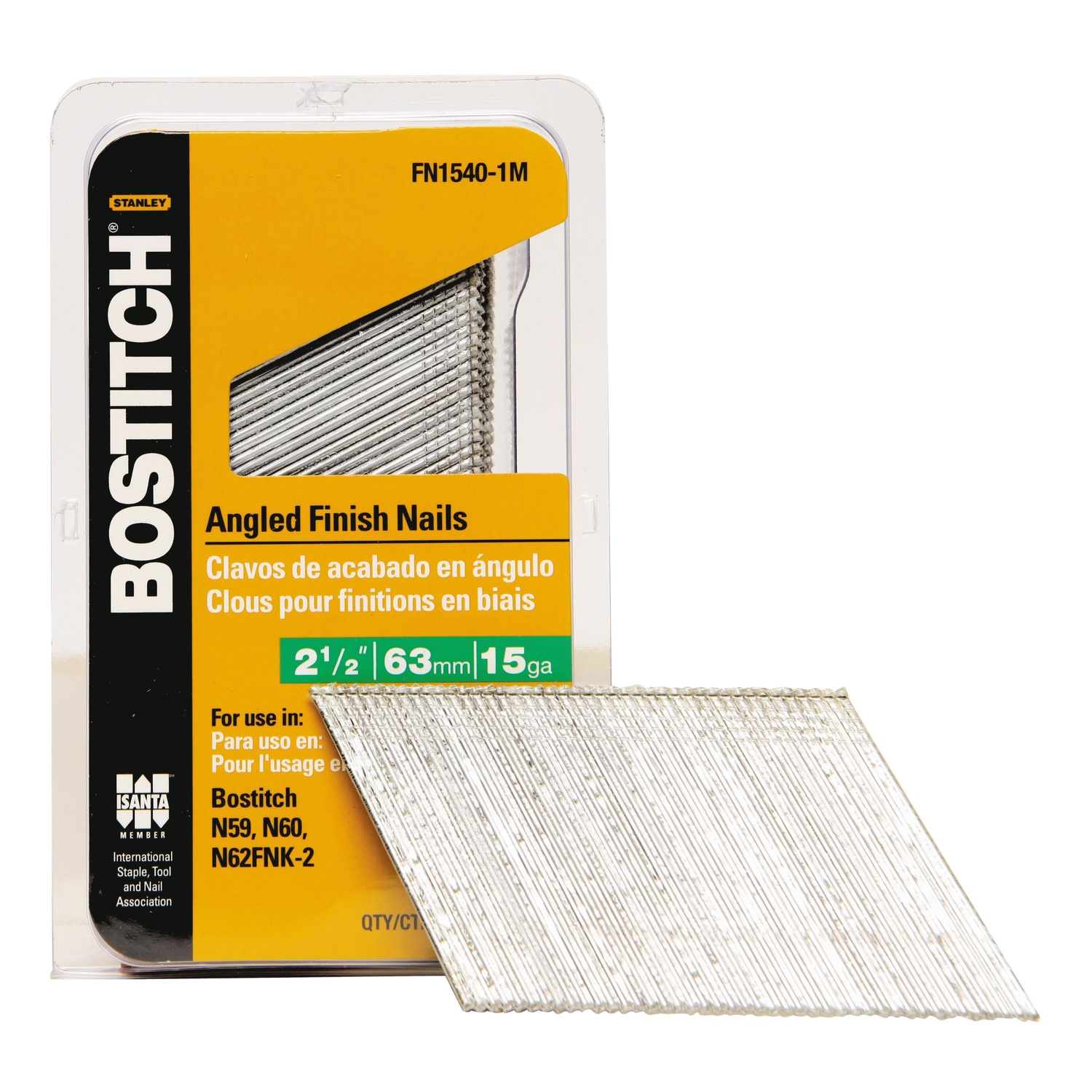 Bostitch 2-1/2 in. 15 Ga. Angled Strip Coated Finish Nails 1，000 pk - Mycitystee