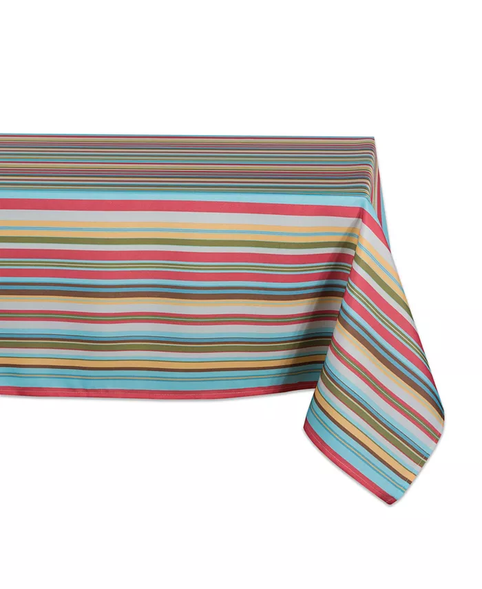Design Imports Summer Stripe Outdoor Tablecloth with Zipper 60