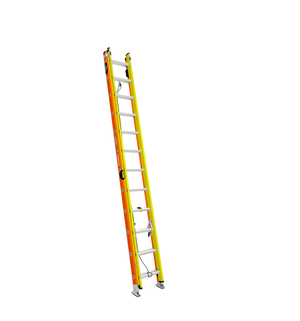 Werner Glidesafe Extension Ladder Fiberglass Tri Rung Type IA 24' - Mycitystee